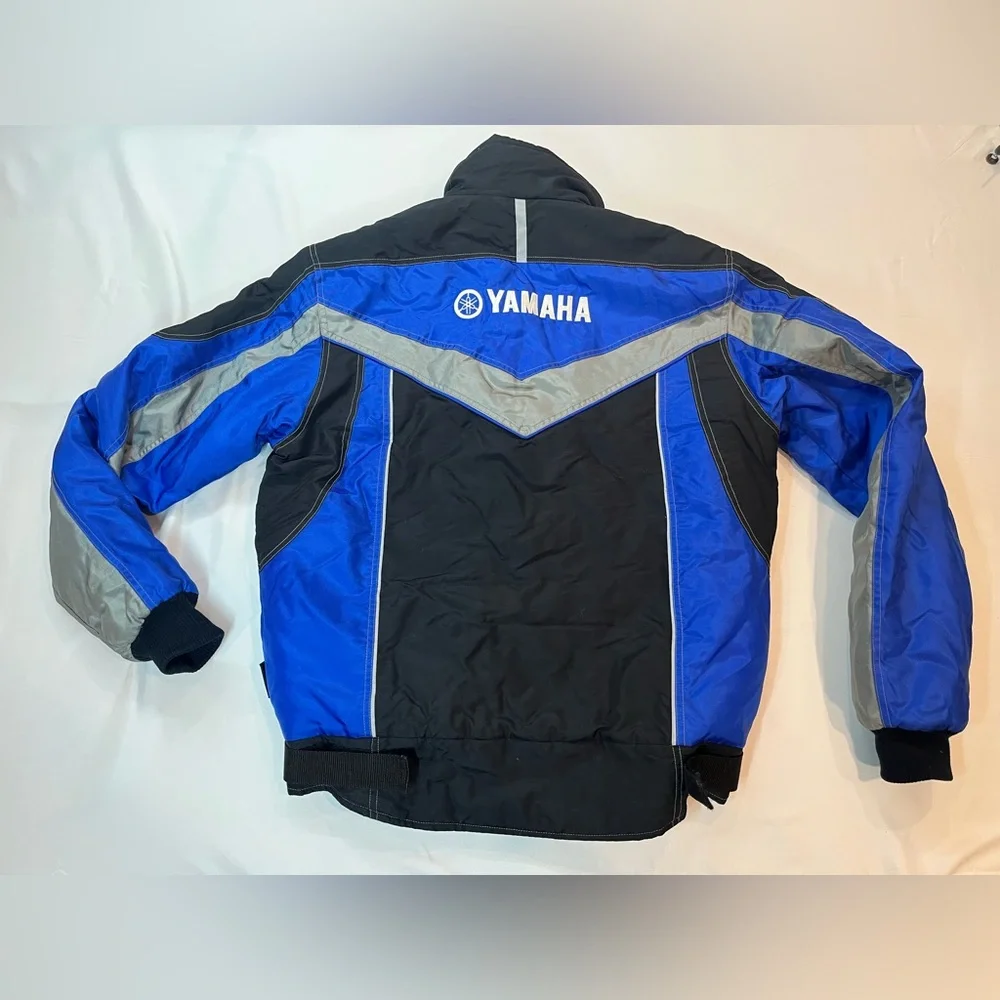 Vintage Yamaha Racing Jacket Mens Medium Blue Black Snowmobile Padded Quilted HK